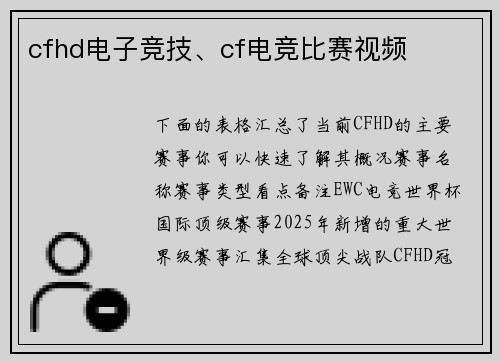 cfhd电子竞技、cf电竞比赛视频